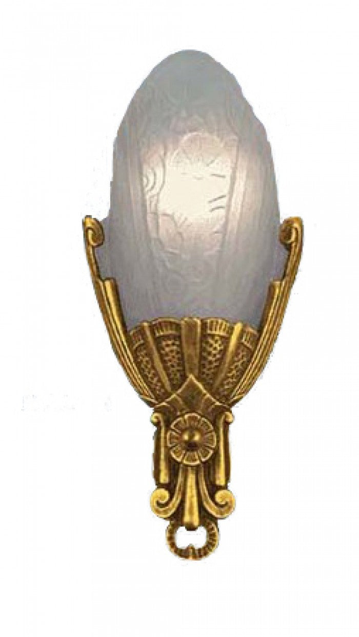 Art Deco Wall Lighting Slip Shade Fleurette Series in Antique Brass Finish