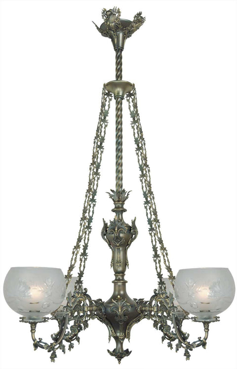 Victorian Chandelier - Neo Rococo C 1840 Gasolier 4 Arm Light