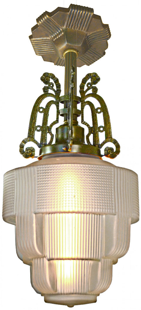 Large and Impressive Single Shade Streamline Deco Fixture