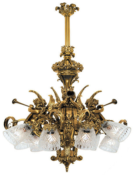 Victorian Cherub Or Cupid French 9 Light Chandelier