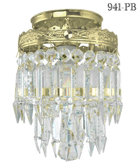 Small or Mini Crystal Prism Chandelier Pendant Light Fixture (941-PB)