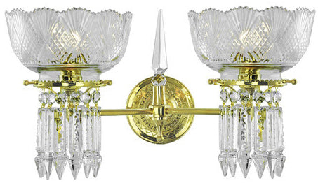 Victorian Sconce - Crystal Prism Oxley Giddings Double Sconce