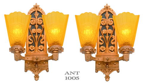 Edwardian pair of LOVELY Double Arm Sconces