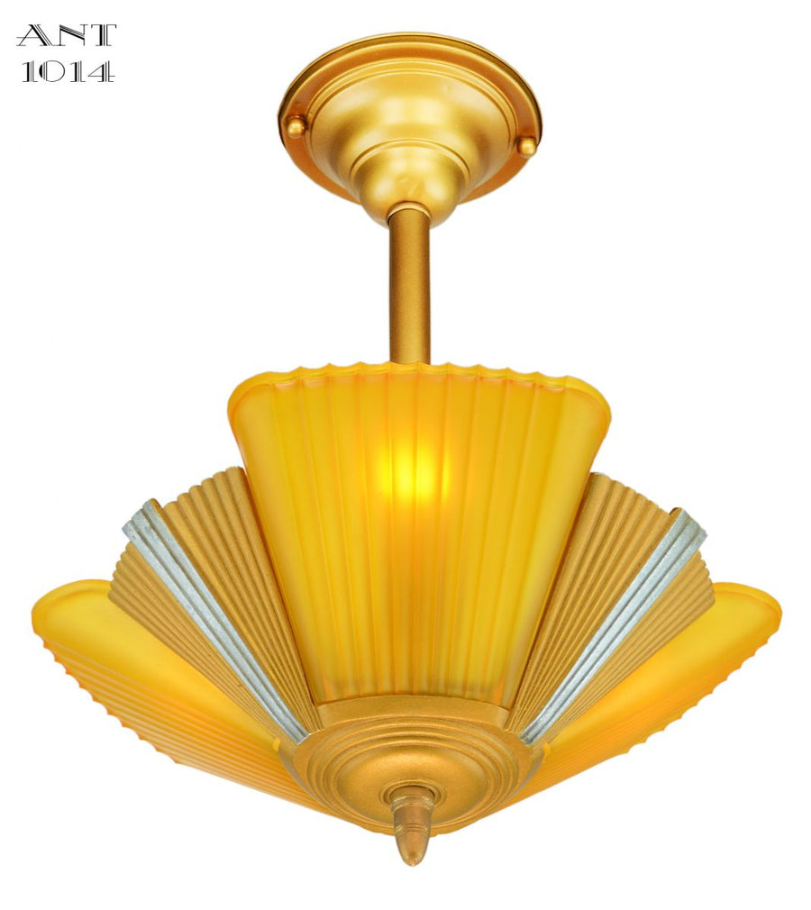 Art Deco Slip Shade Streamline Chandelier--Circa 1935