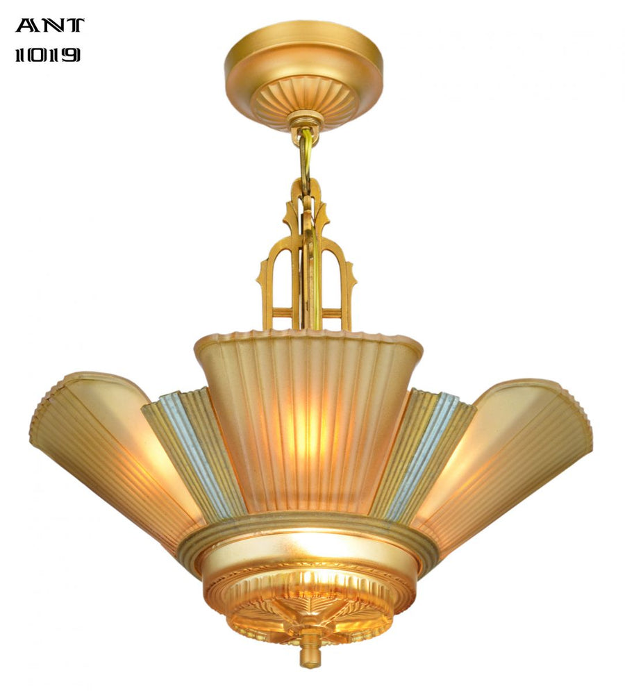 Art Deco Streamline 6 Light Chandelier by Mid-West Mnf