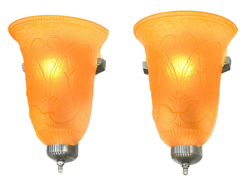 Nice Pair of Art Deco Slip Shade Sconces