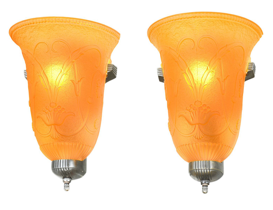 Nice Pair of Art Deco Slip Shade Sconces