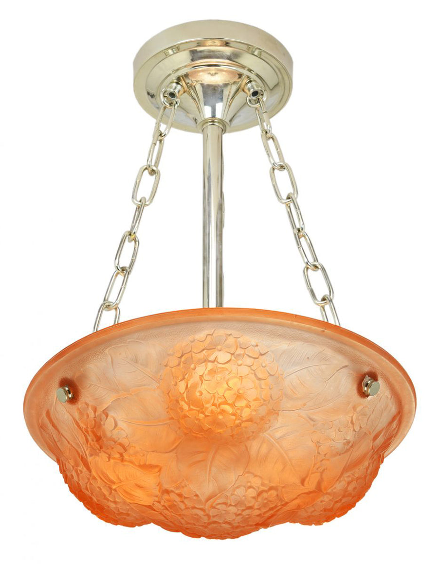 Lovely French Art Nouveau Pink French Ceiling Embossed Ceiling Chandelier Bowl