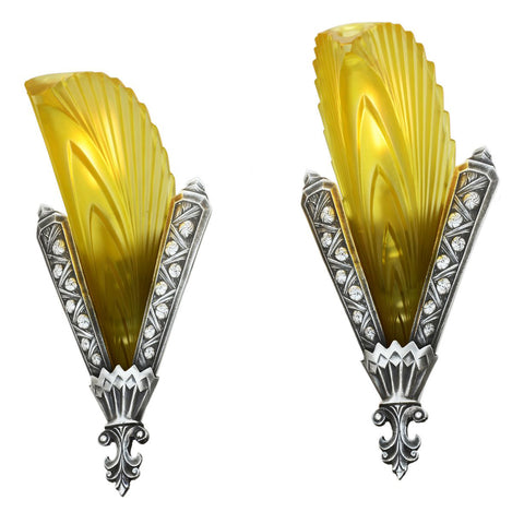 Unique French Art Deco Pair of Sconces