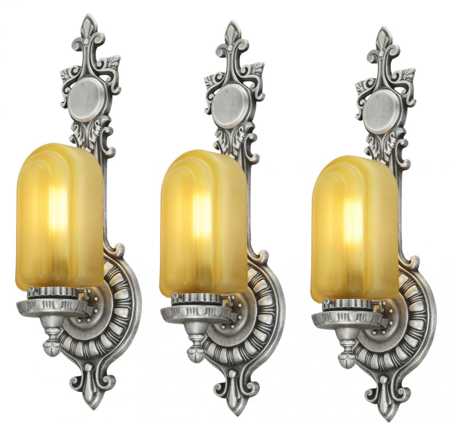 Wonderful Set of THREE Matching 1920's to Art Deco Sconces