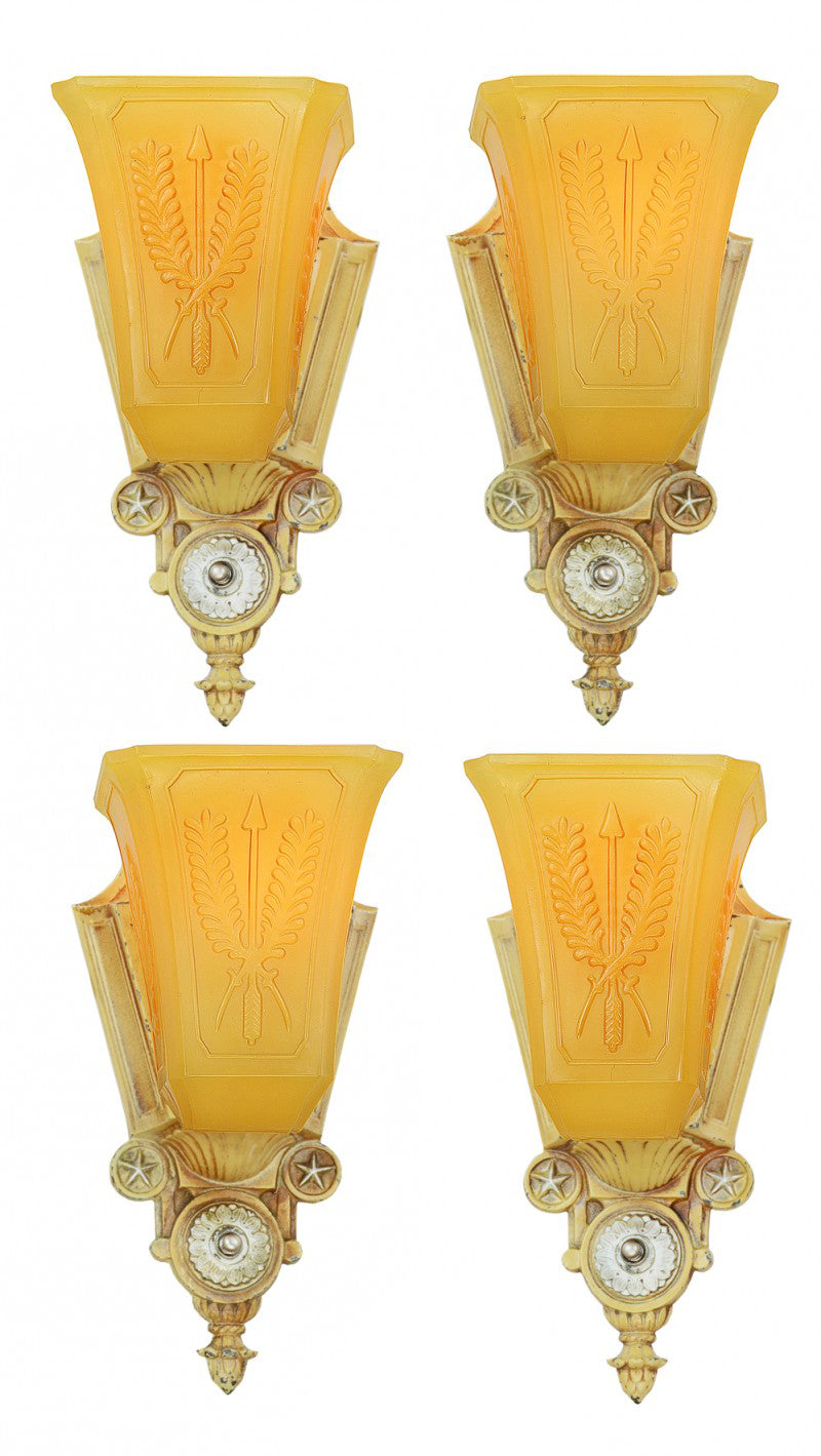 Pair of Interesting Art Deco Slip-Shade Sconces by Markel