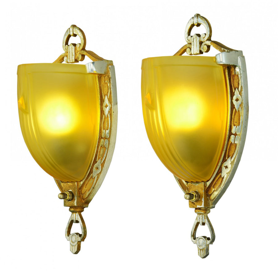Antique Restored Mid-West Zephyr Series Wall Sconces