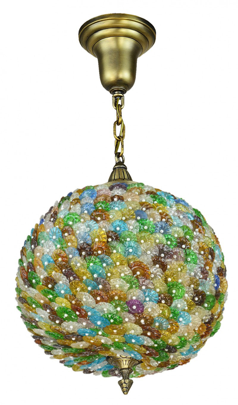 Lovely Bohemian Art Glass Flower Ball Chandelier