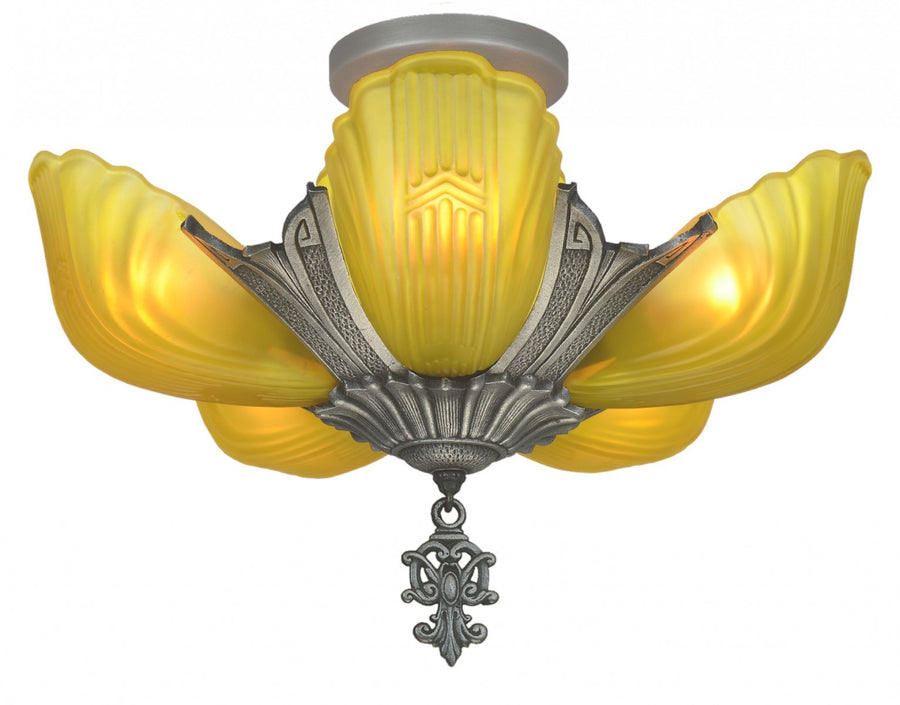 Art Deco 5 Shade Chandelier by Markel