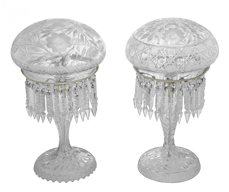 Near-Pair of Cut Crystal Table Lamps--Outstanding.