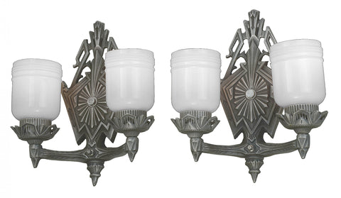 Striking Pair of Double-Armed Art Deco Wall Sconces..Circa 1920