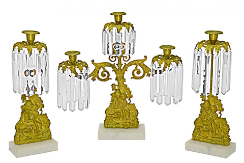 Set of Mid-Victorian Girandole Candelabra Marriage Set