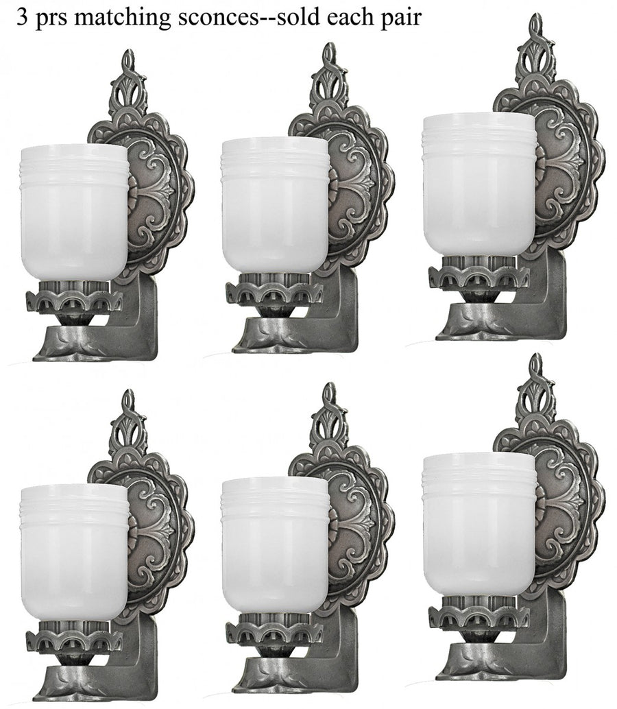 Amazing Set of 6 (3 Pair) Wonderful Matching 1920s Edwardian Sconces