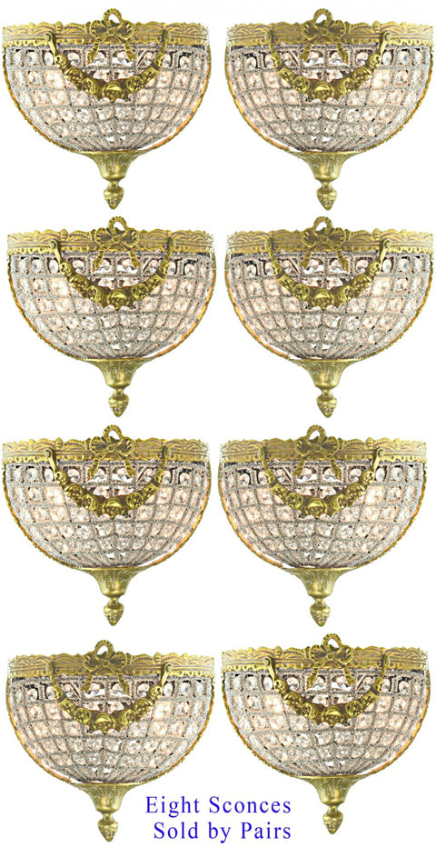 Eight (4 Pairs) of Crystal Bead Sconces--Sold Per Pair