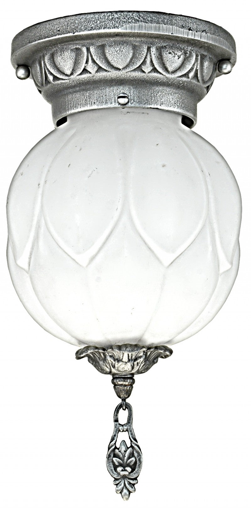 Edwardian Cast Iron and Pewter Finished Small Hall Light...Circa 1910-30