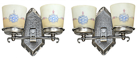 Wonderful Pair of Matching 1920's Crackle Surface Edwardian Sconces