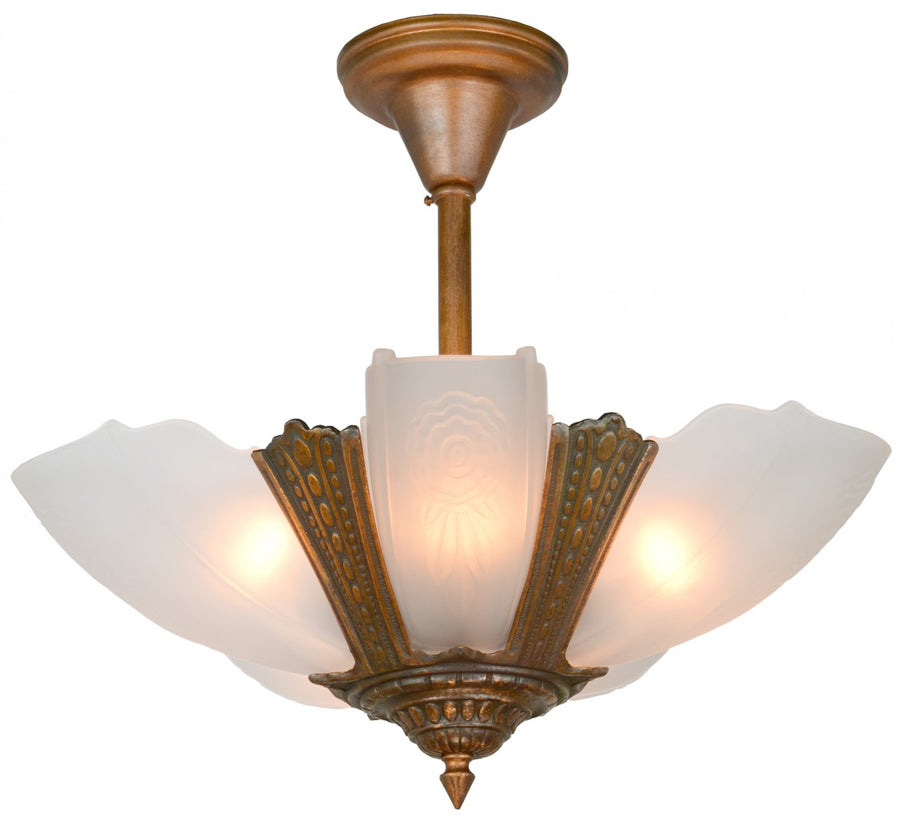 American Art Deco 5-Light Chandelier by Puritan