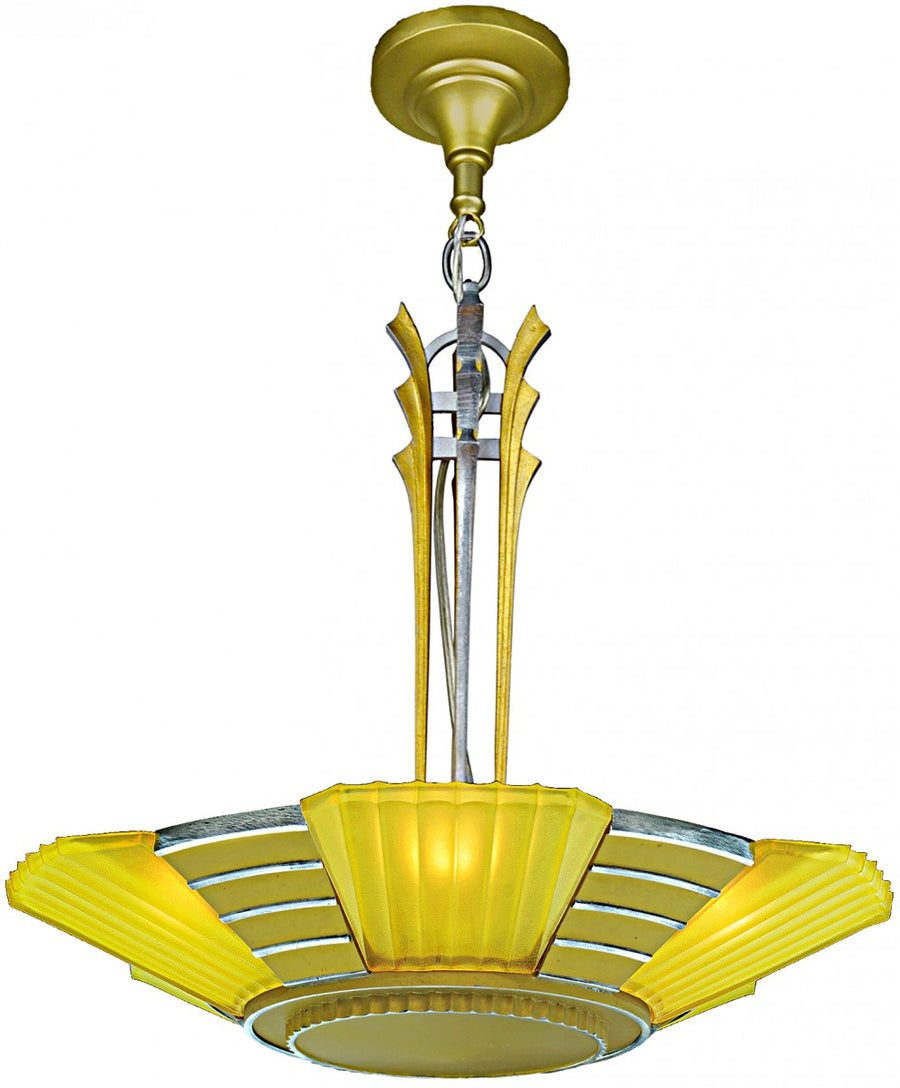 Art Deco Streamline Slip Shade Chandelier--Circa 1935