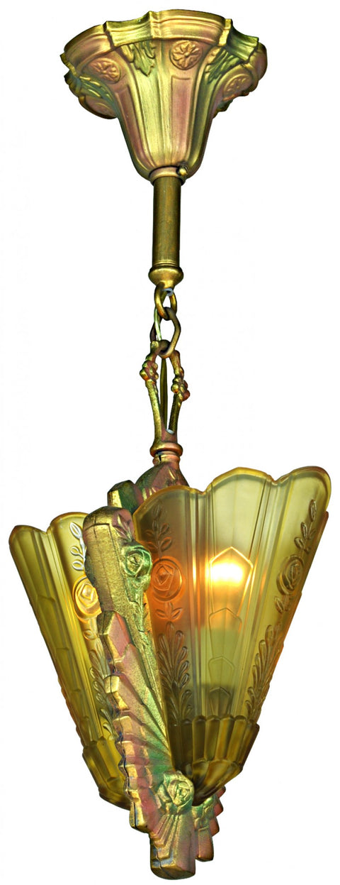 Antique Art Deco Slip Shade Fenwick Pendant c.1933
