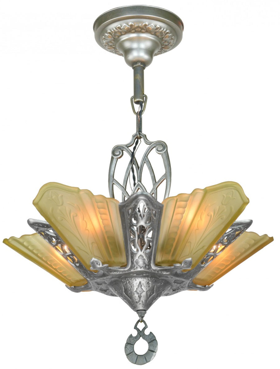 Art Deco 5-Shade Chandelier by Virden