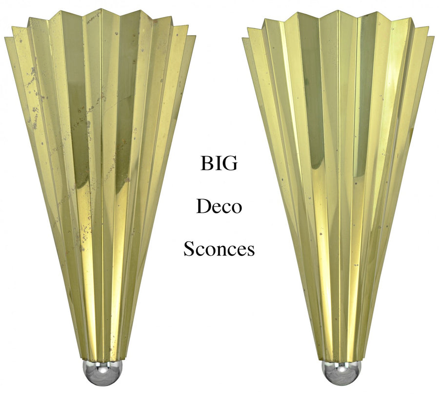 Pair of LARGE Art Deco Streamline Sconces