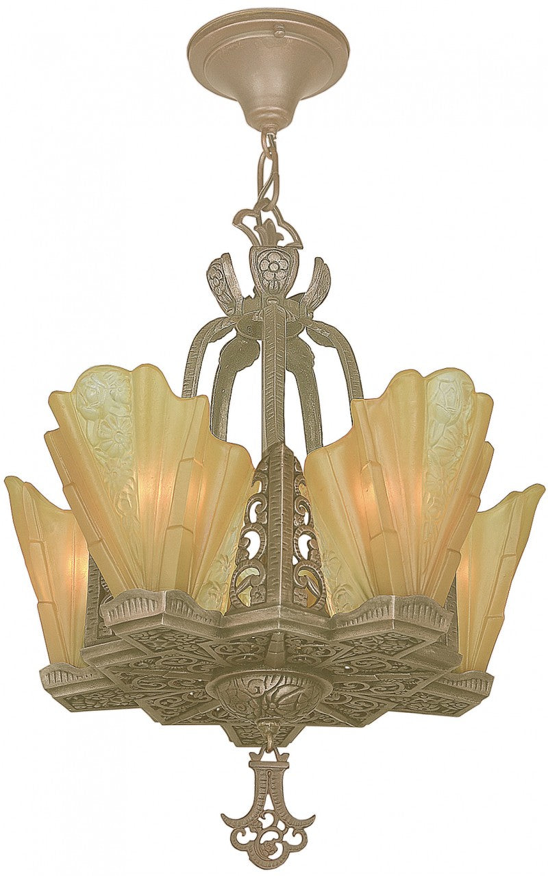 Art Deco Slip Shade Chandelier