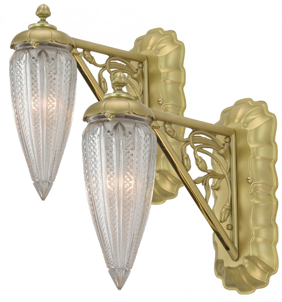 Edwardian Pair of LOVELY Matte-Finished Brass Sconces