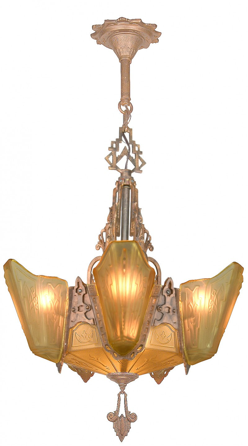 Art Deco Long 6-Shade Chandelier by Markel...The 9500-A Line