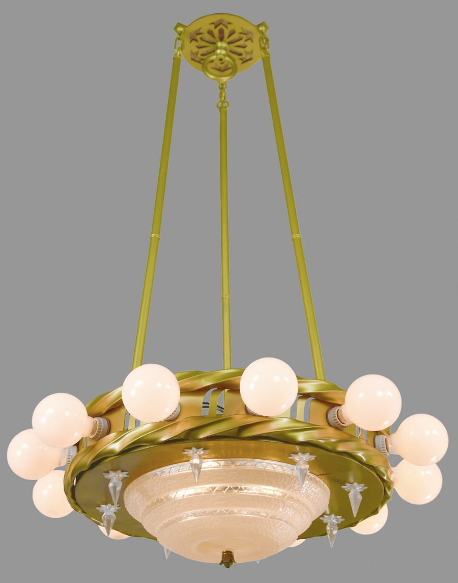 1920s-40s Style "Old Gold" Finished Theater Chandelier