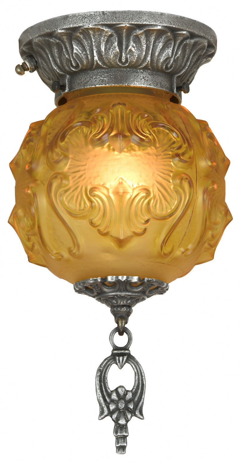 Edwardian Cast Iron and Pewter Finished Small Hall Light Circa 1910-30
