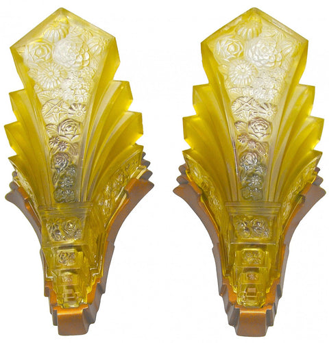 Fine Consolidated Lamp & Glass Co. Martele Pair of Sconces
