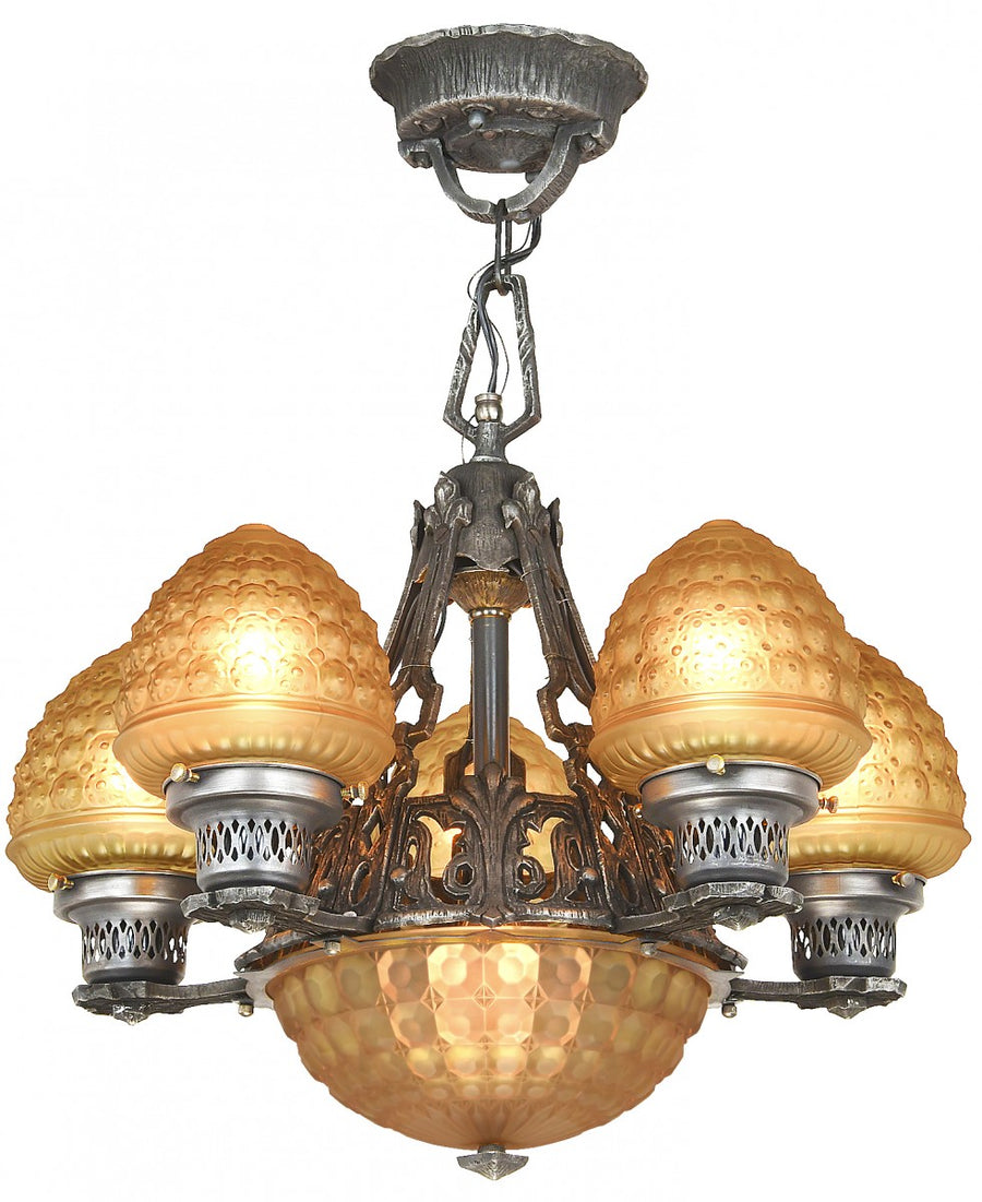 Antique Art Deco 6-Shade Chandelier