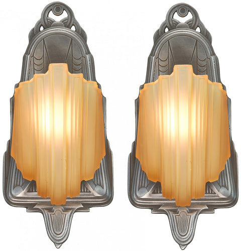 Collectable Pair of Art Deco Slip Shade Sconces by Globe