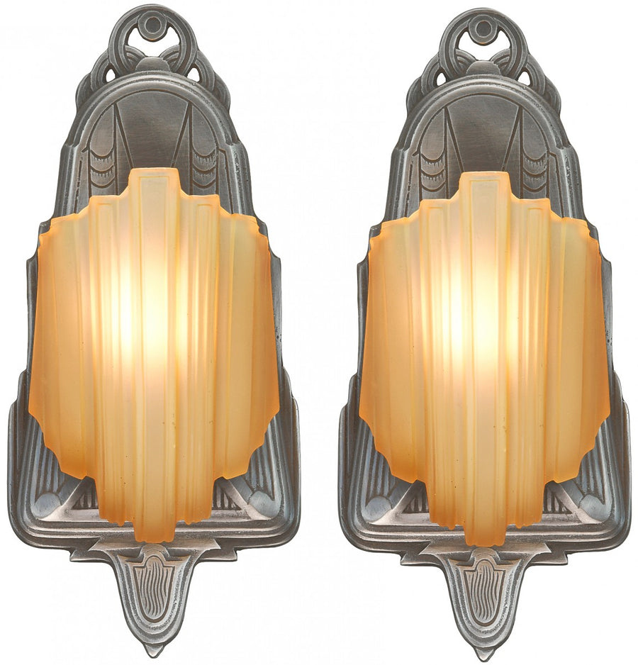 Collectable Pair of Art Deco Slip Shade Sconces by Globe