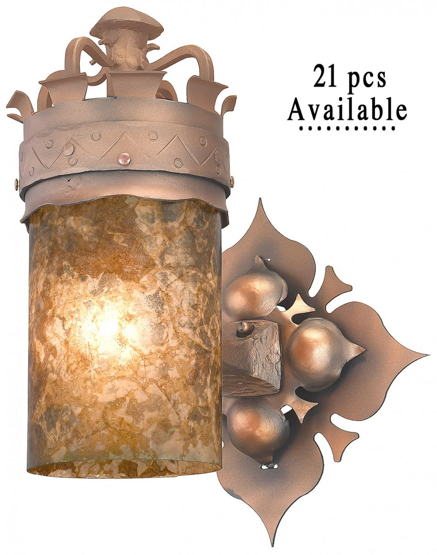 Rare Offering of Gothic/Medieval Red-Bronzed Iron and Amber MICA Sconces