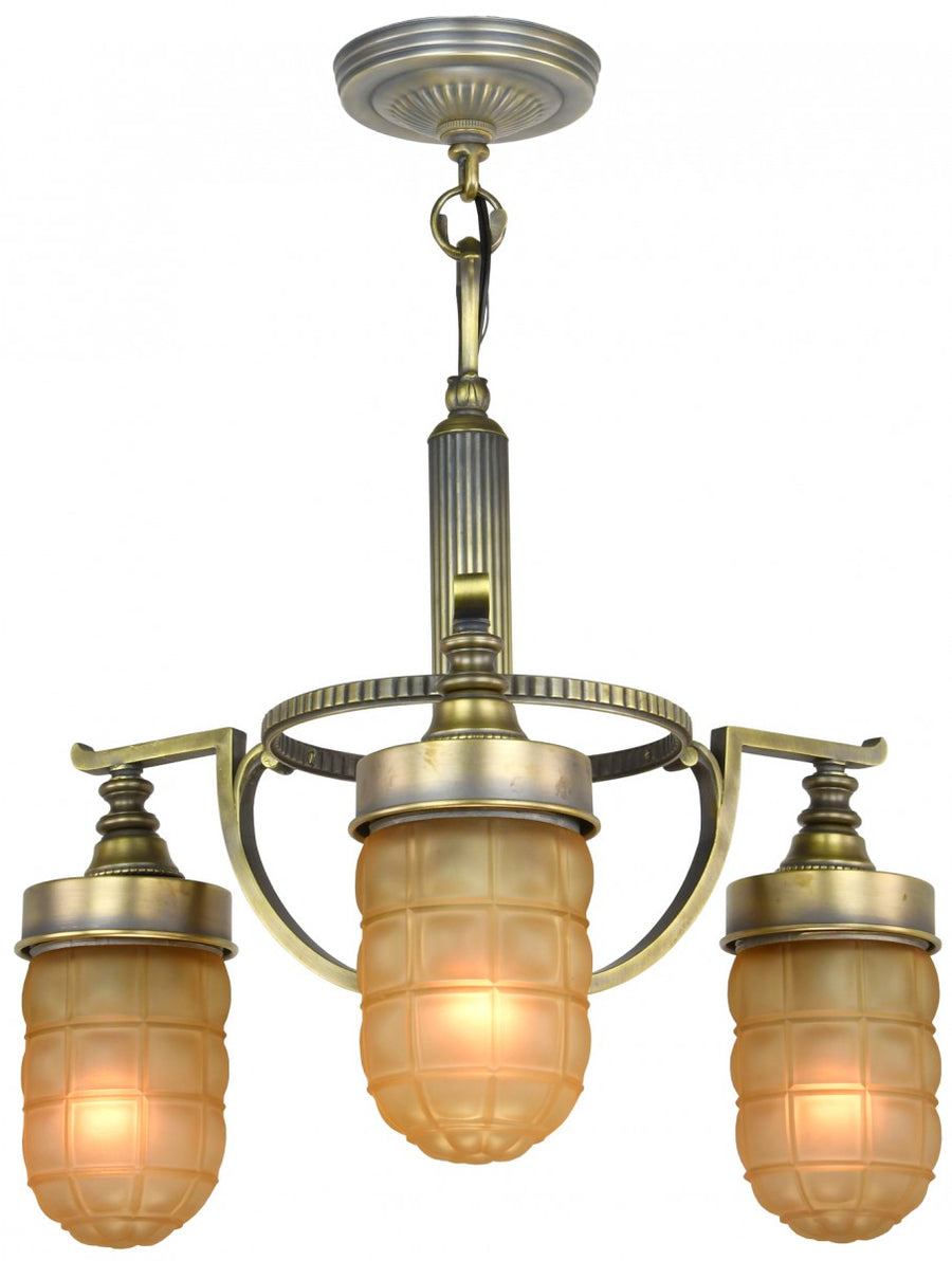British Streamline Art Deco or Mid-Century Modern Chandelier