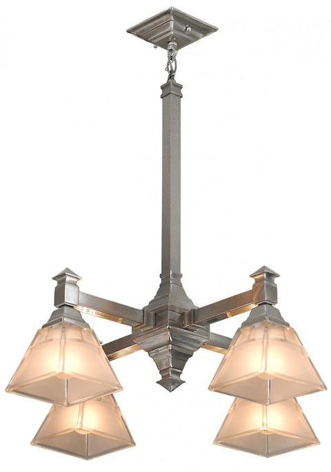 Mission 4-Shade Chandelier in Matte Nickel Finish