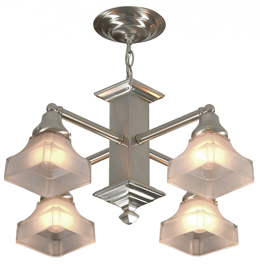Mission 4-Shade Chandelier in Matte Nickel Finish