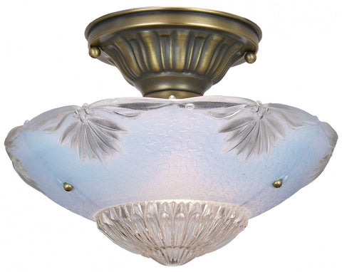 Blue Antique 3-Chain Bowl Shade Ceiling Light