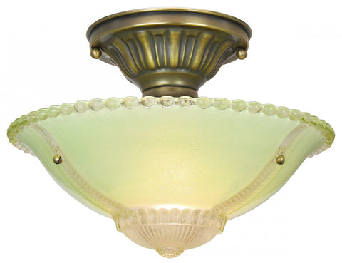 Green Antique 3-Chain Bowl Shade Ceiling Light