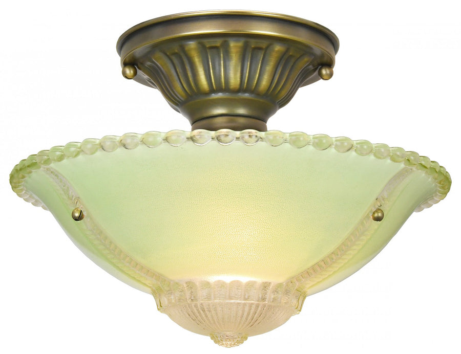 Green Antique 3-Chain Bowl Shade Ceiling Light