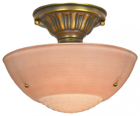 Pink Antique 3-Chain Bowl Shade Ceiling Light