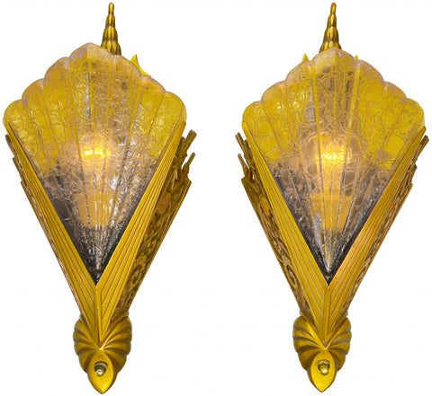 Art Deco Solid Bronze Sconces by Mid-West C.1935