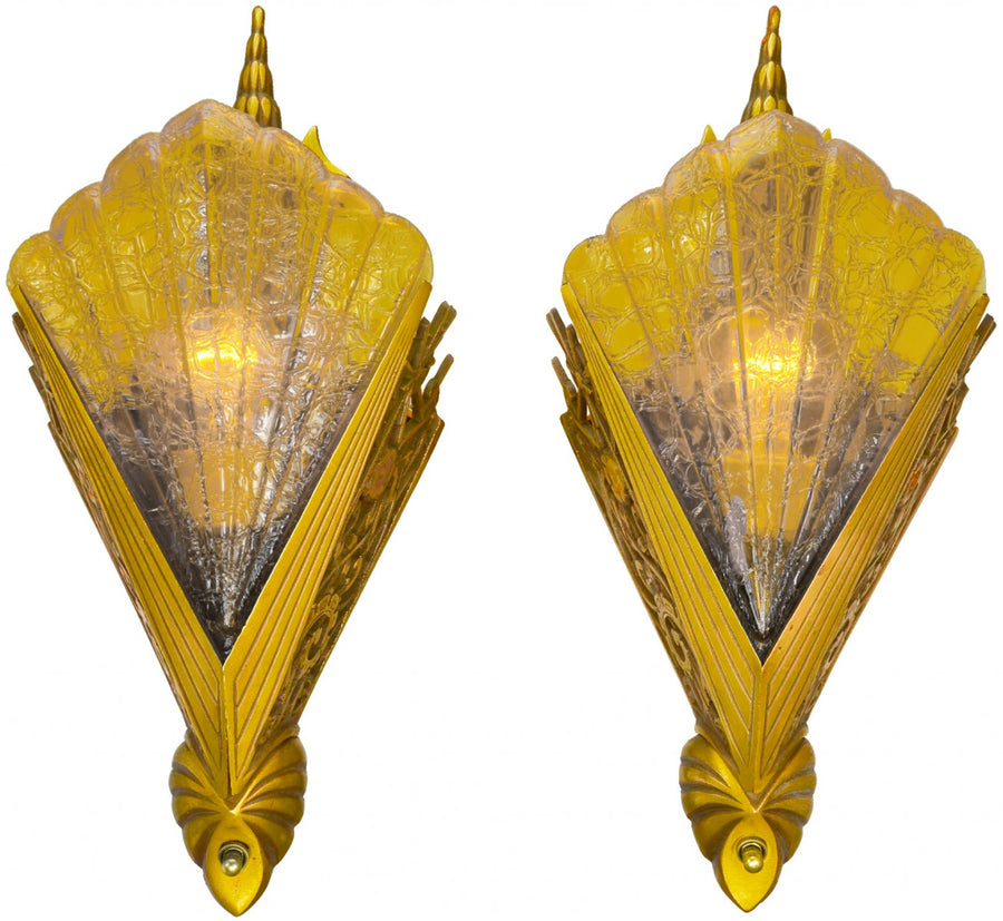 Art Deco Solid Bronze Sconces by Mid-West C.1935