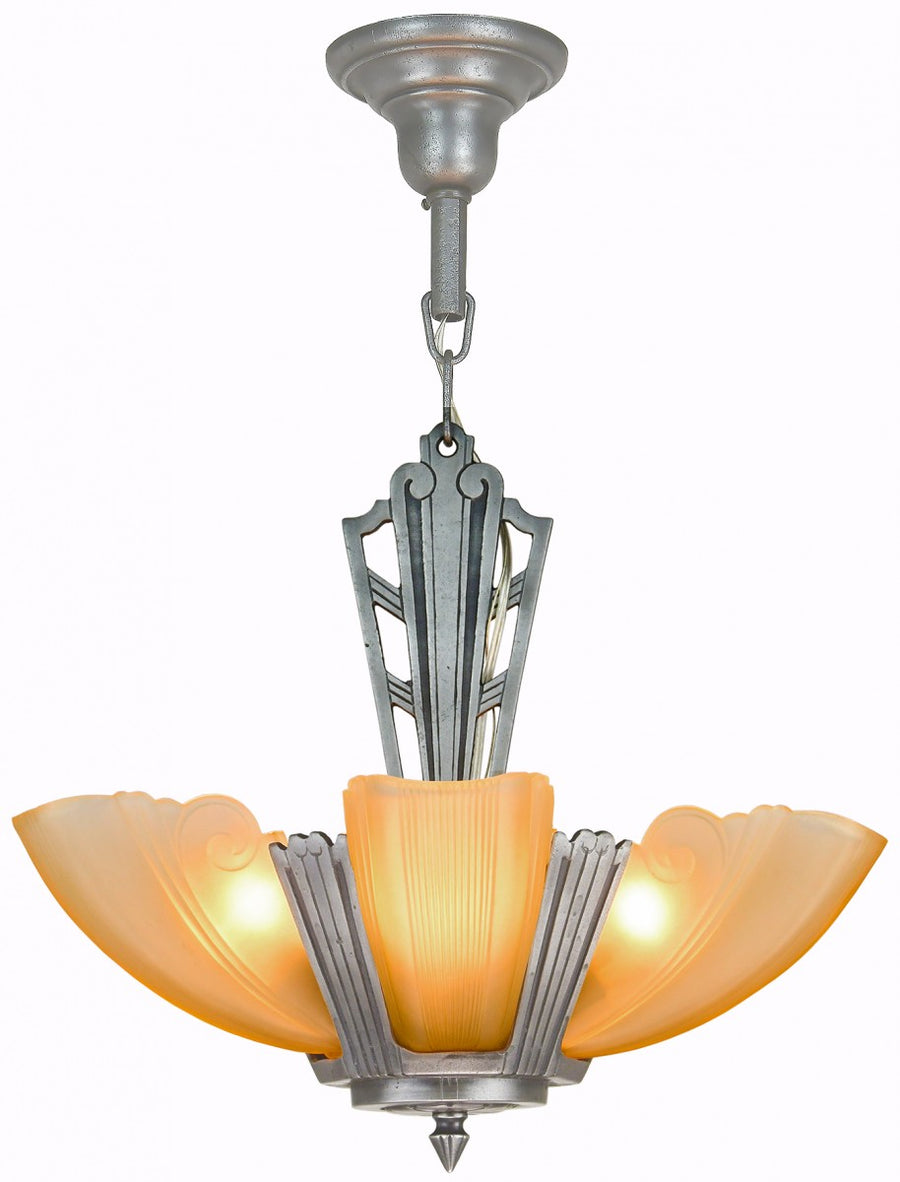 American Art Deco 5-Light Chandelier by Puritan